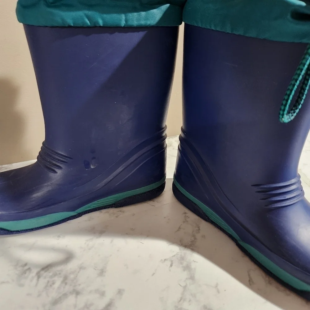 Vintage L.L Bean La Crosse Rubber Duck Rain Boots Blue USA MADE Kids Size 2